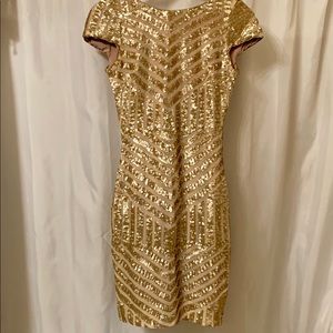 DRESS the POPULATION Golden Sequin Party Dress